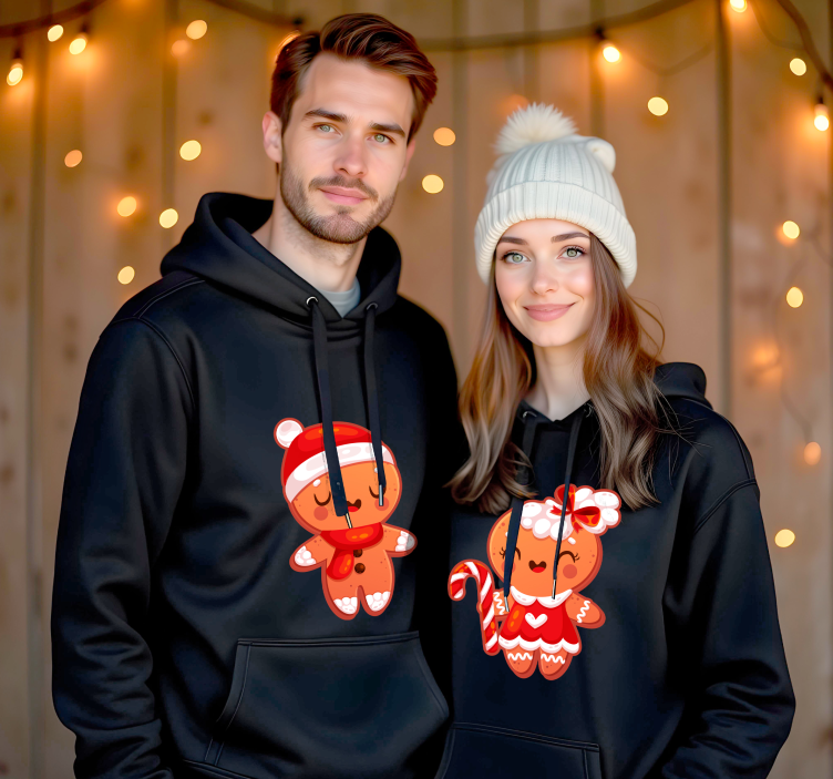 Gingerbread couple in love couple t-shirts - TenStickers