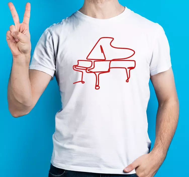 Piano line art cute design custom t-shirt - TenStickers