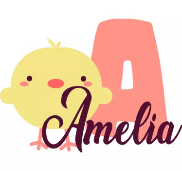 Cute chick and name kids t-shirt - TenStickers