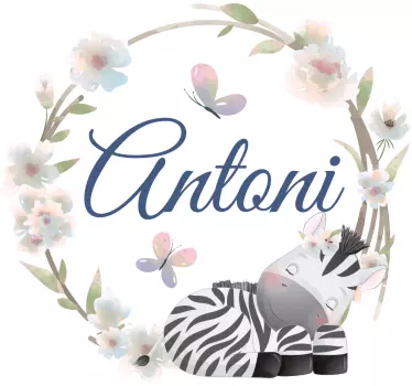 Baby t-shirt personalized zebra nursery - TenStickers