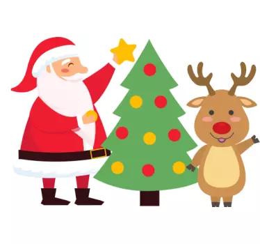 Santa with reindeer cheer father and son t-shirt - TenStickers