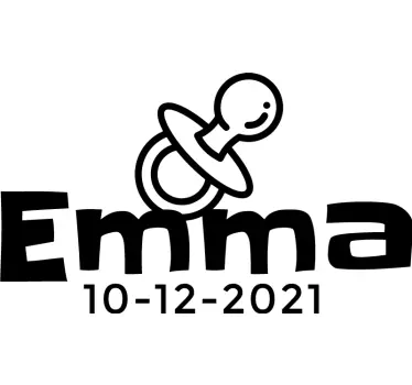 Name Date and Pacifier Baby shirt - TenStickers