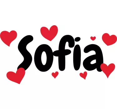 Customisable name with hearts kids shirt - TenStickers