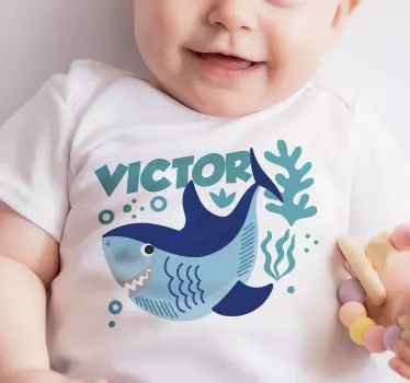 Cheerful shark victory baby t-shirt - TenStickers
