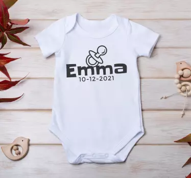 Name Date and Pacifier Baby shirt - TenStickers