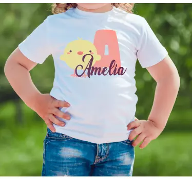 Cute chick and name kids t-shirt - TenStickers