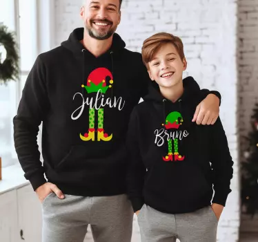 Custom elf family festive matching hoodie - TenStickers