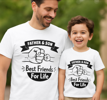 Father and son t-shirt paternal fist bump - TenStickers