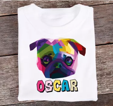 Geometric-animals pug dog T-shirts with name - TenStickers