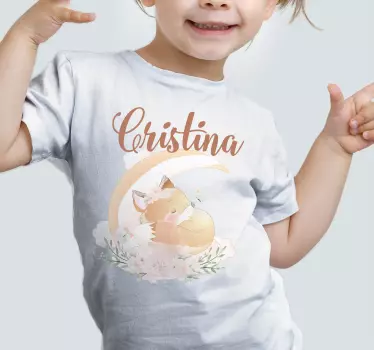 Kids t-shirt sleeping fox personalized design - TenStickers