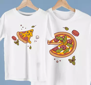 Pizza with one slice missing Father  and son matching shirts - TenStickers