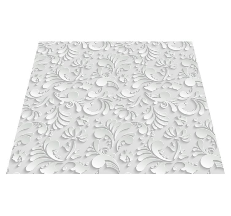 3D floral pattern white vinyl rug - TenStickers