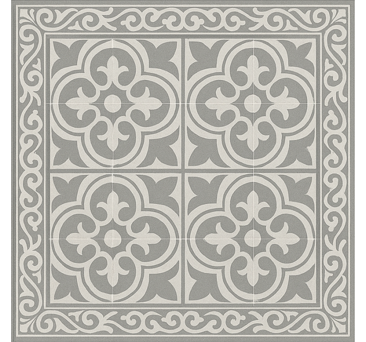 Elegant grey tiles square vinyl rug - TenStickers