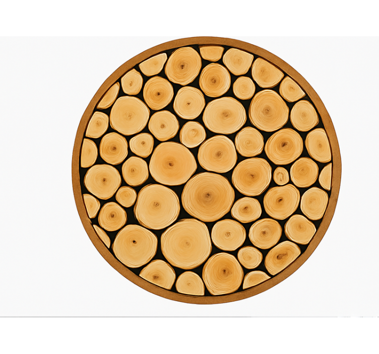 Natural Wood Slice dining room vinyl rug - TenStickers