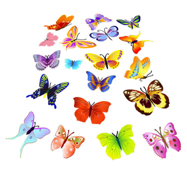 Animal vinyl rug with multicolor flying butterflies - TenStickers