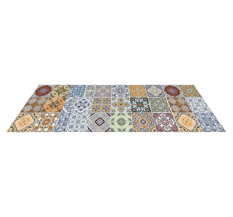 Eclectic mediterranean patchwork kitchen vinyl rug - TenStickers