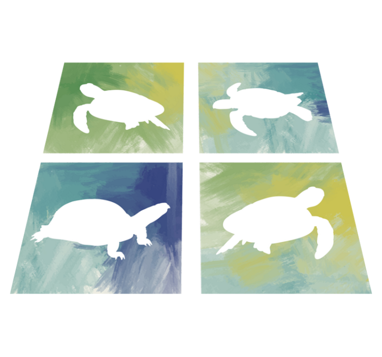 Animal vinyl rug colorful turtle pack tile - TenStickers