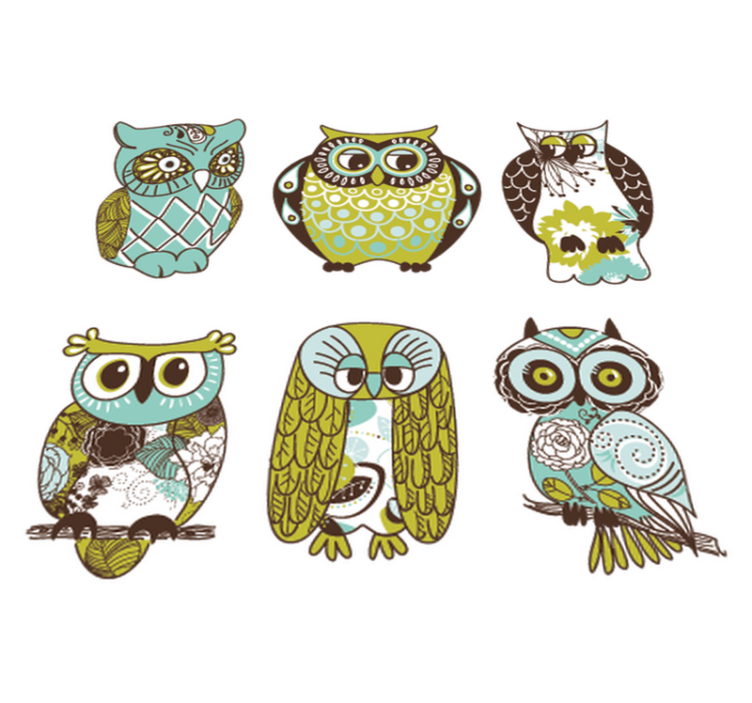 Six owls animal vinyl rug - TenStickers