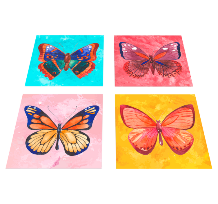 Animal vinyl rug multicolored butterfly tiles - TenStickers