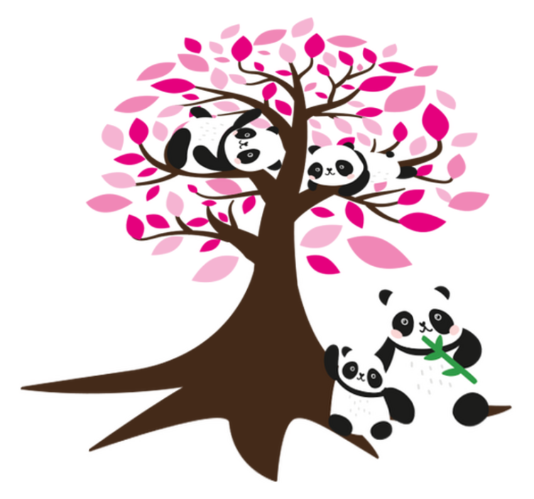 Animal vinyl rug featuring a tree with pandas - TenStickers