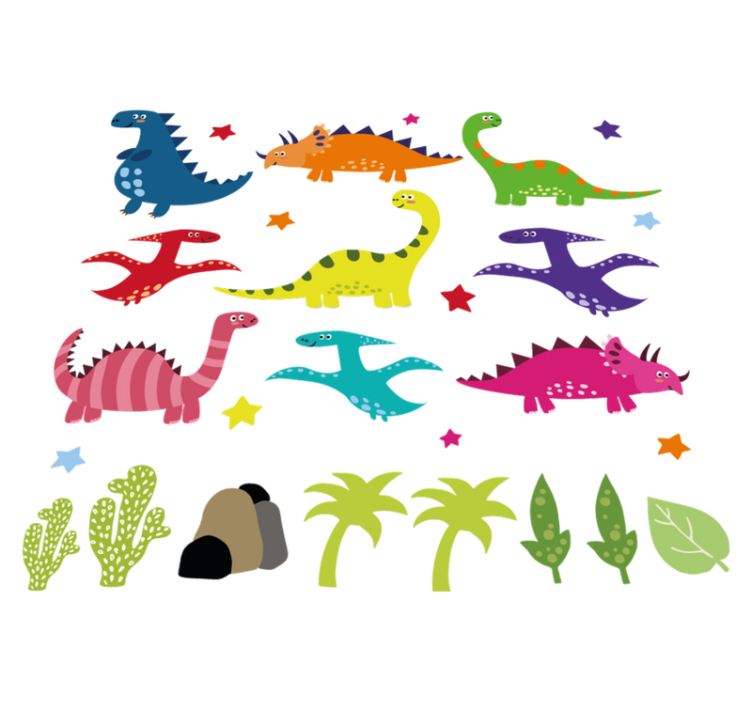 Animal vinyl rug nordic dinosaur colorful set - TenStickers