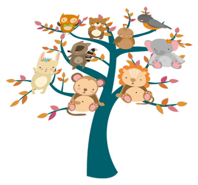 Animal vinyl rug tree with little ones - TenStickers