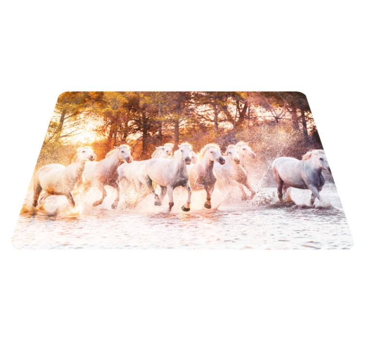 Animal vinyl rug wild horses sunset view - TenStickers