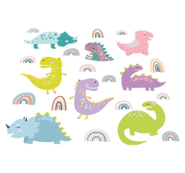 Animal vinyl rug nordic dinosaur rainbow set - TenStickers