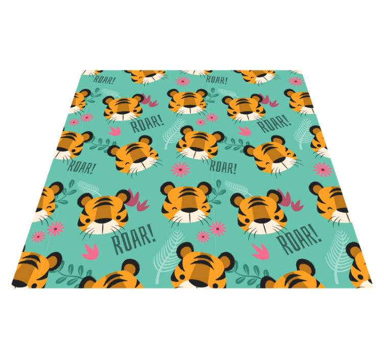 Animal vinyl rug baby tigers roaring - TenStickers