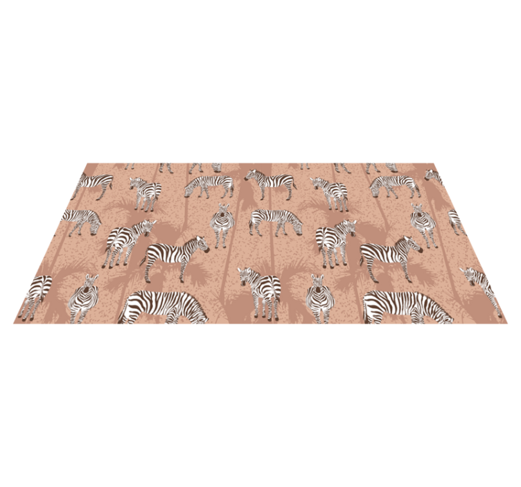 Animal vinyl rug in brown zebra and palms - TenStickers