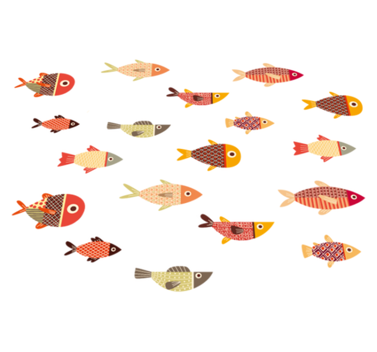 Round colourful fish animal vinyl rug - TenStickers