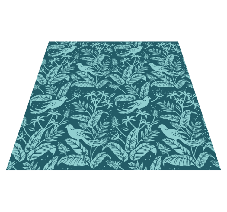Animal vinyl rug with turquoise flying birds - TenStickers