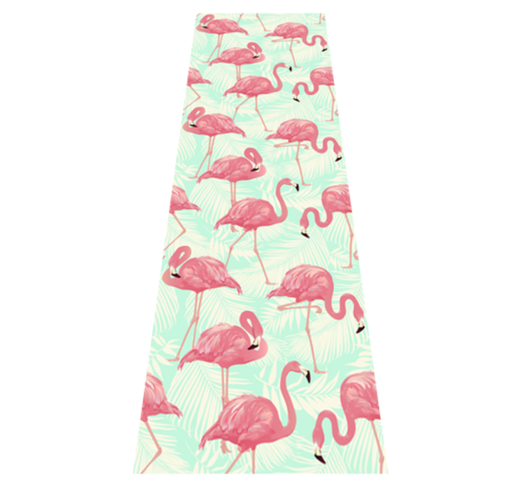Animal vinyl rug featuring drawn pink flamingos - TenStickers