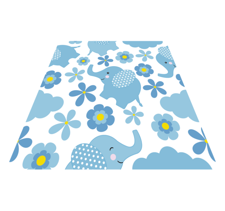Animal vinyl rug blue baby elephants - TenStickers