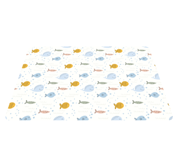 Cartoon multicolor fish animal vinyl rug - TenStickers