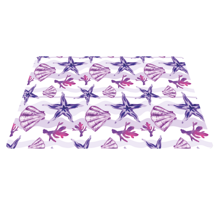 Purple seashell and starfish animal vinyl rug - TenStickers