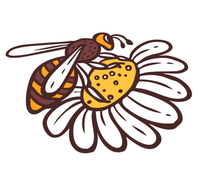 Animal vinyl rug bee on flower - TenStickers