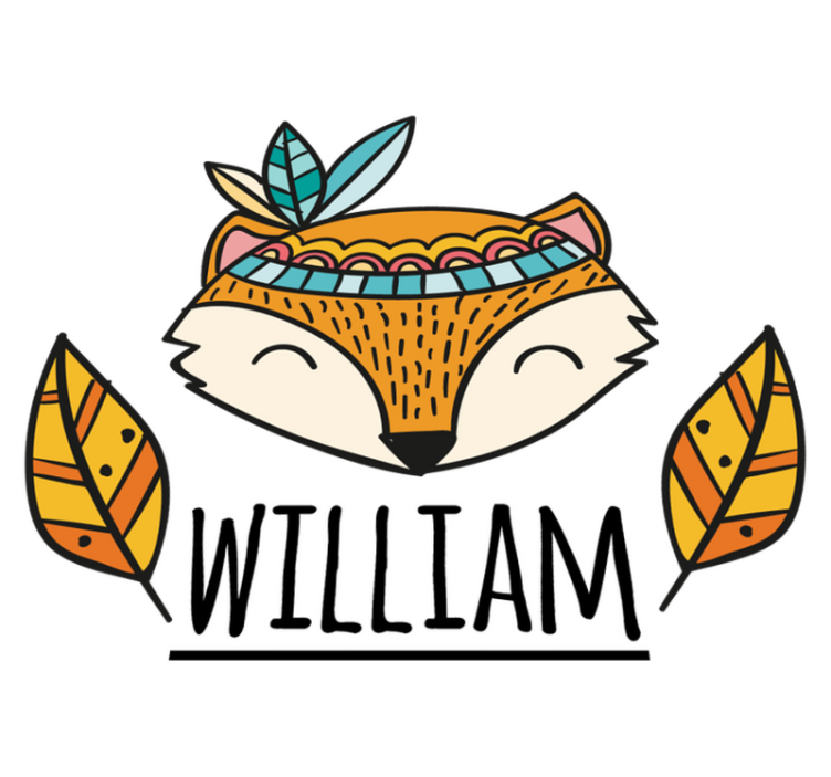 Animal vinyl rug nordic fox with feathers custom - TenStickers