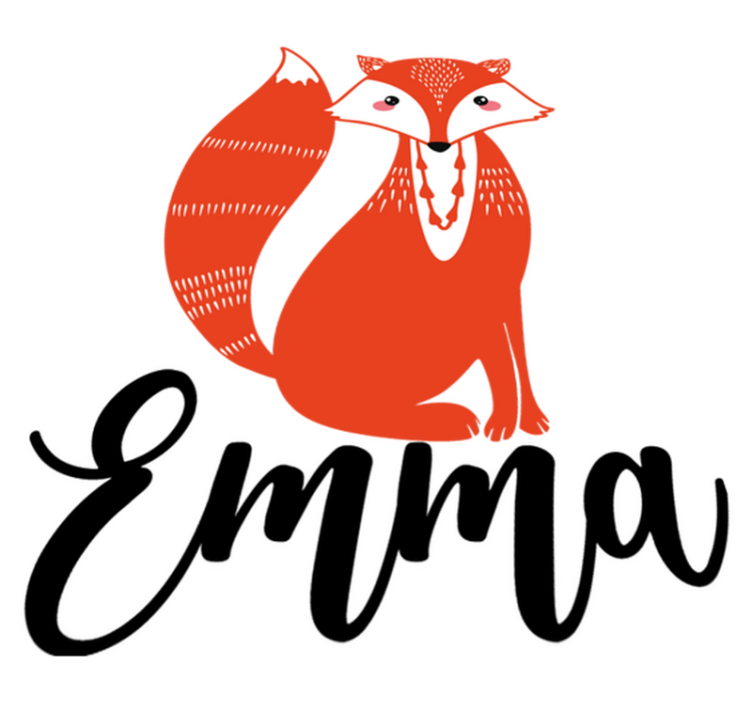 Nordic fox with name animal vinyl rug - TenStickers