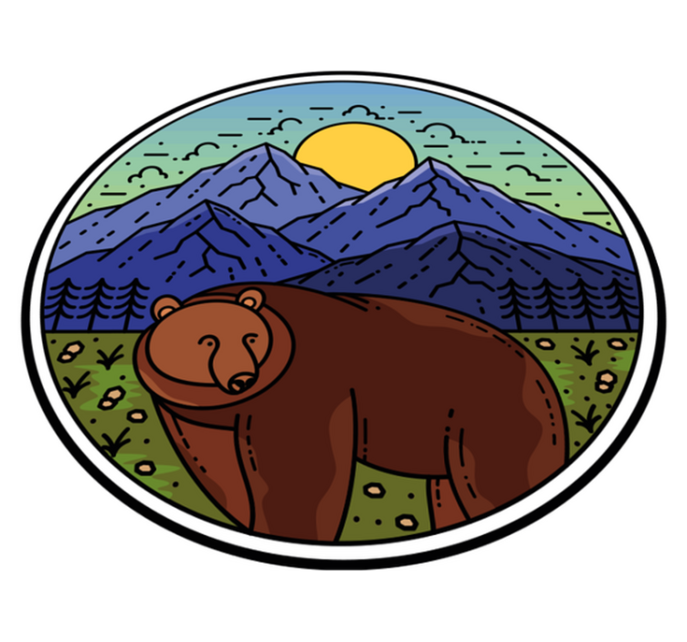 Animal vinyl rug featuring round mountain bear - TenStickers