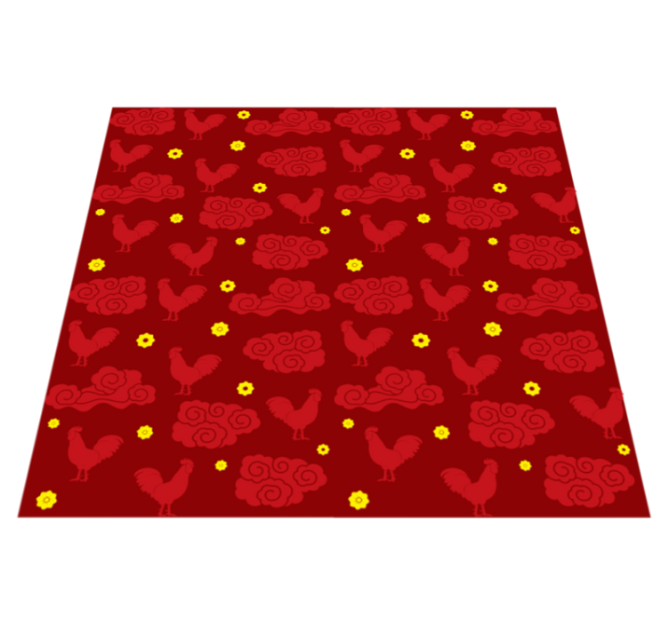 Chickens pattern chinese style animal vinyl rug - TenStickers
