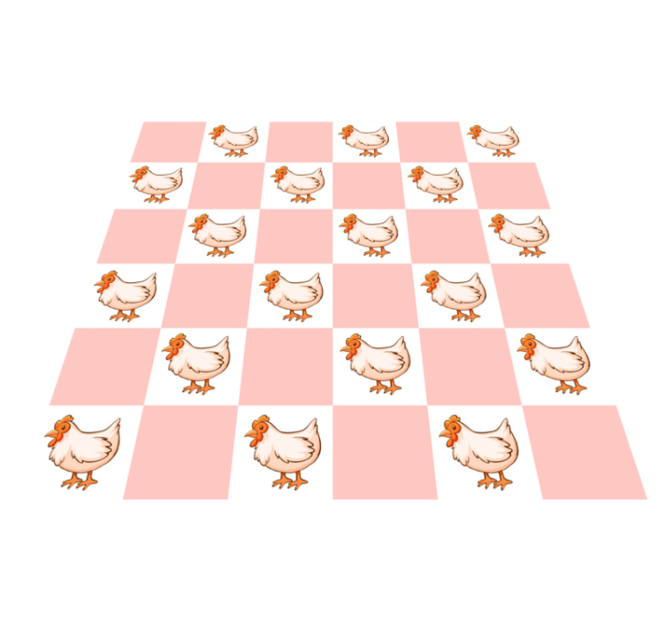Animal vinyl rug pink squares with roosters - TenStickers