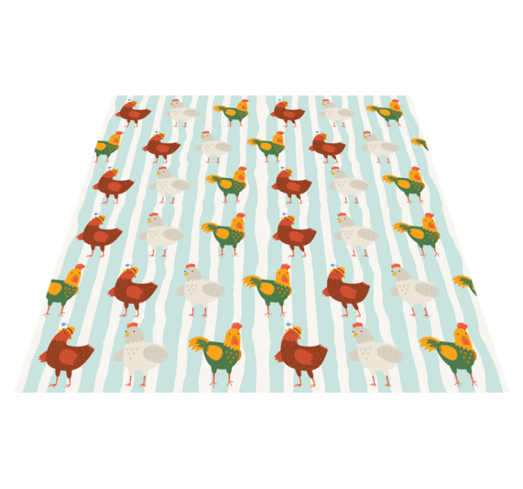 Animal vinyl rug with vertical striped roosters - TenStickers