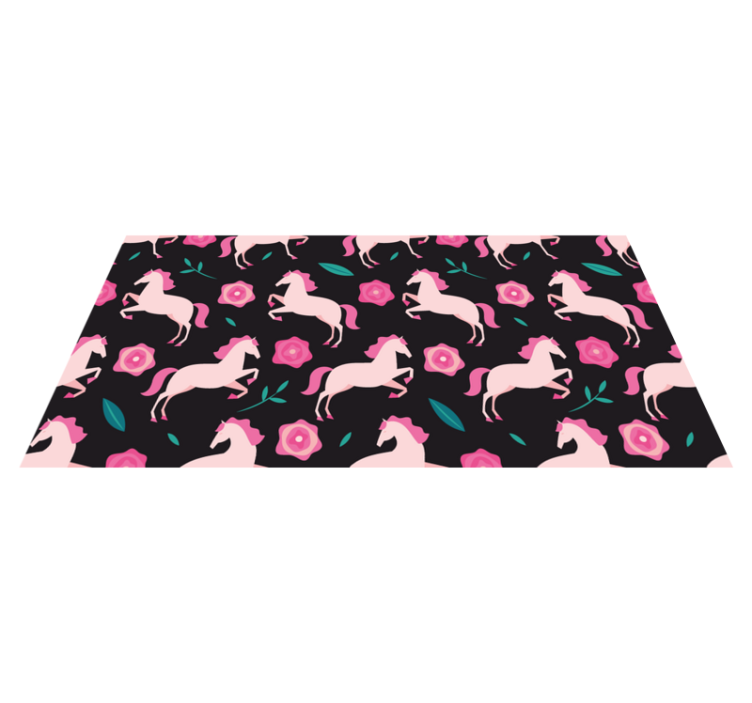 Animal vinyl rug with horses and floral designs - TenStickers