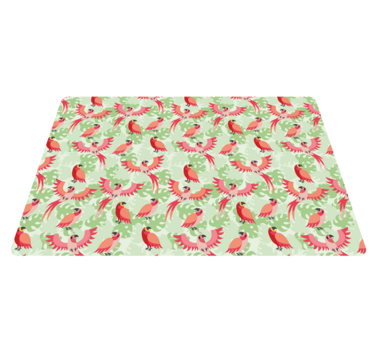 Animal vinyl rug with red birds on green leaves - TenStickers