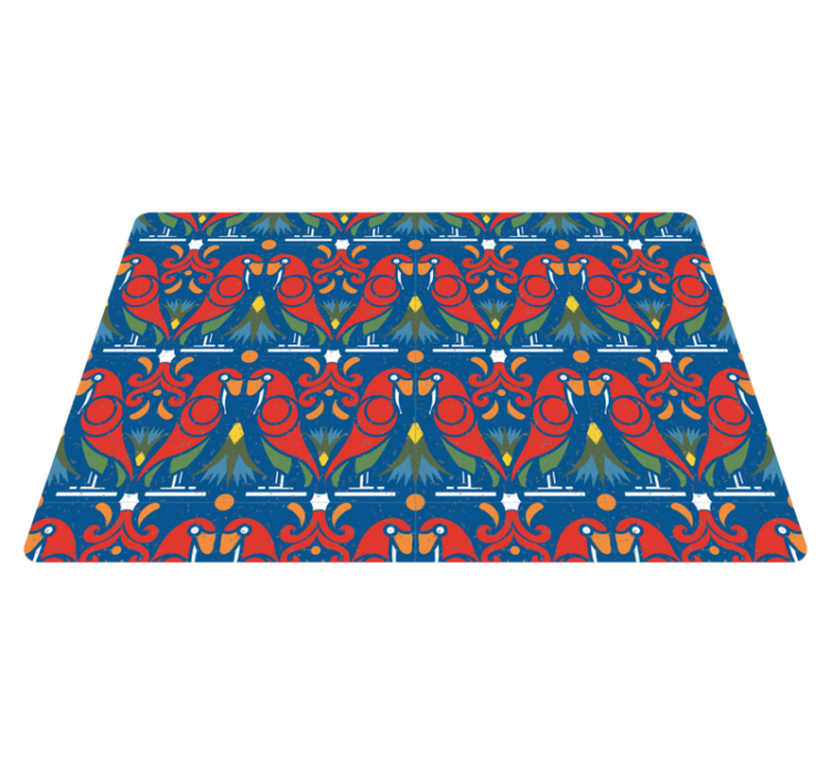 Animal vinyl rug with floral design on blue - TenStickers
