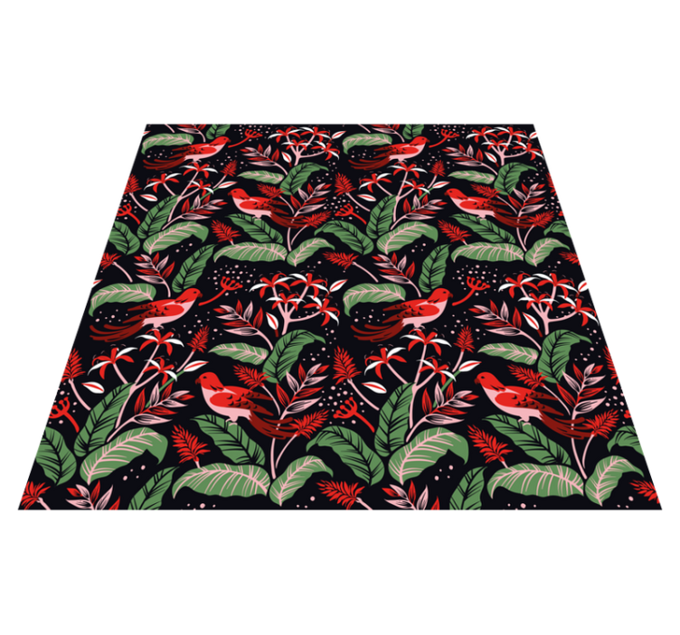 Animal vinyl rug with red and pink leaf pattern - TenStickers