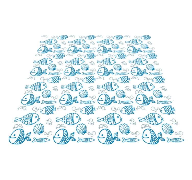 Drawn blue fishes animal vinyl rug - TenStickers