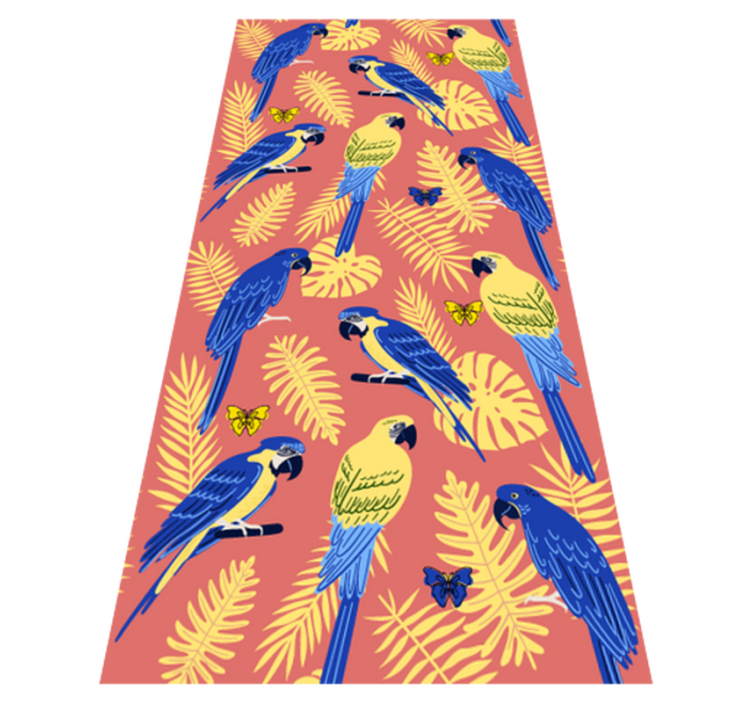 Animal vinyl rug parrots and butterflies design - TenStickers