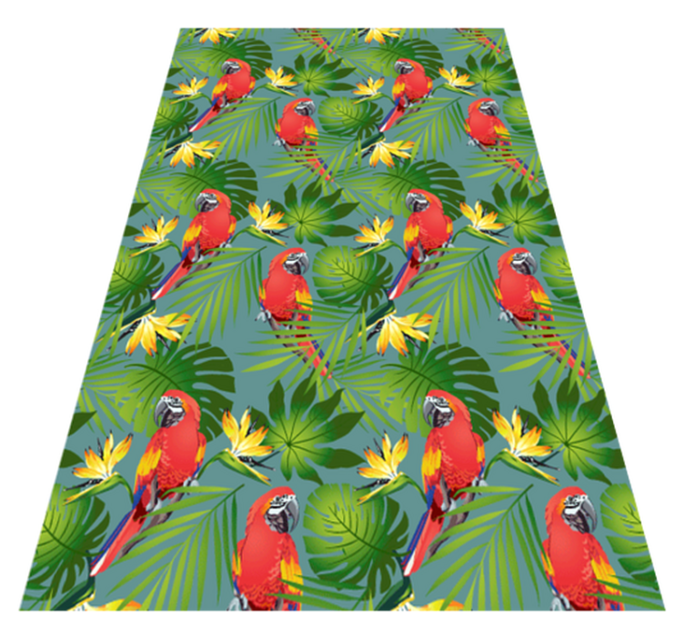 Animal vinyl rug colorful parrots on blue background - TenStickers